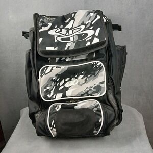 Boombah Superpack Baseball/Softball Bat Backpack Black Gray Camo Holds 4 Bats